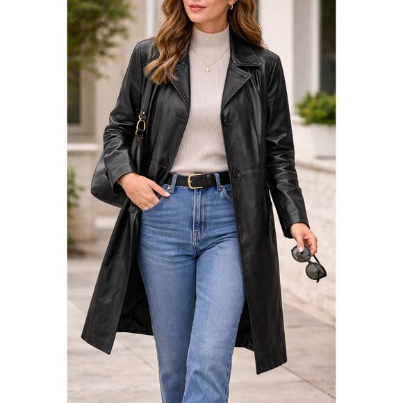 Worthington Jackets & Blazers - Worthington Black Leather Coat Womens 2X Plus Size Dress Coat Jacket